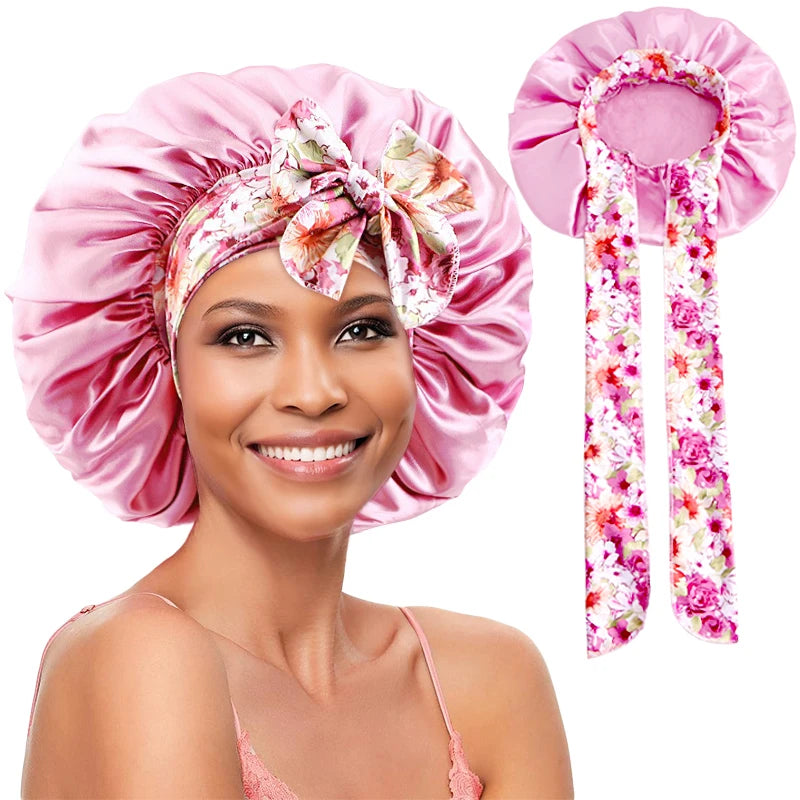 Bonnet en satin femme imprimé – Style moderne et soin des cheveux