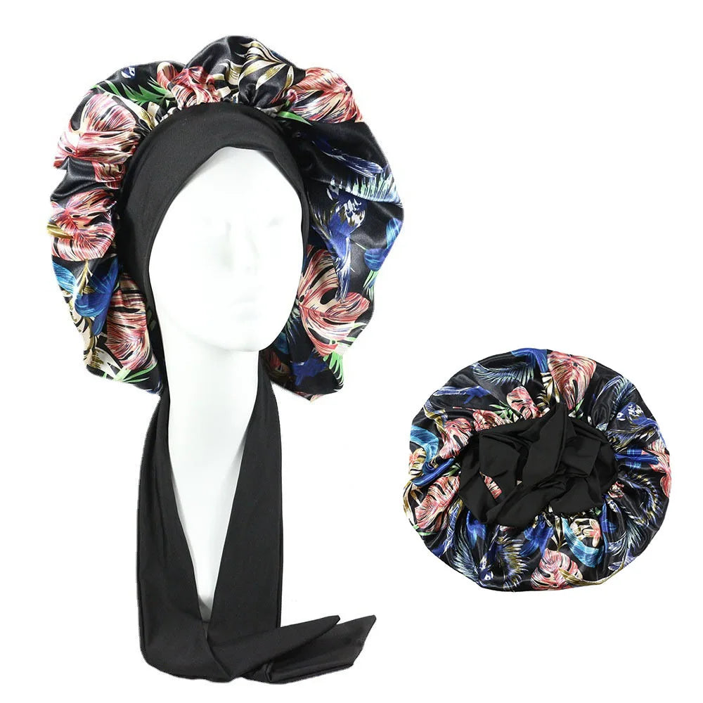 Bonnet de nuit en satin avec attaches – Maintien parfait toute la nuit