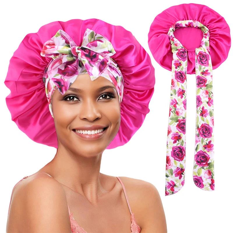 Bonnet en satin femme imprimé – Style moderne et soin des cheveux