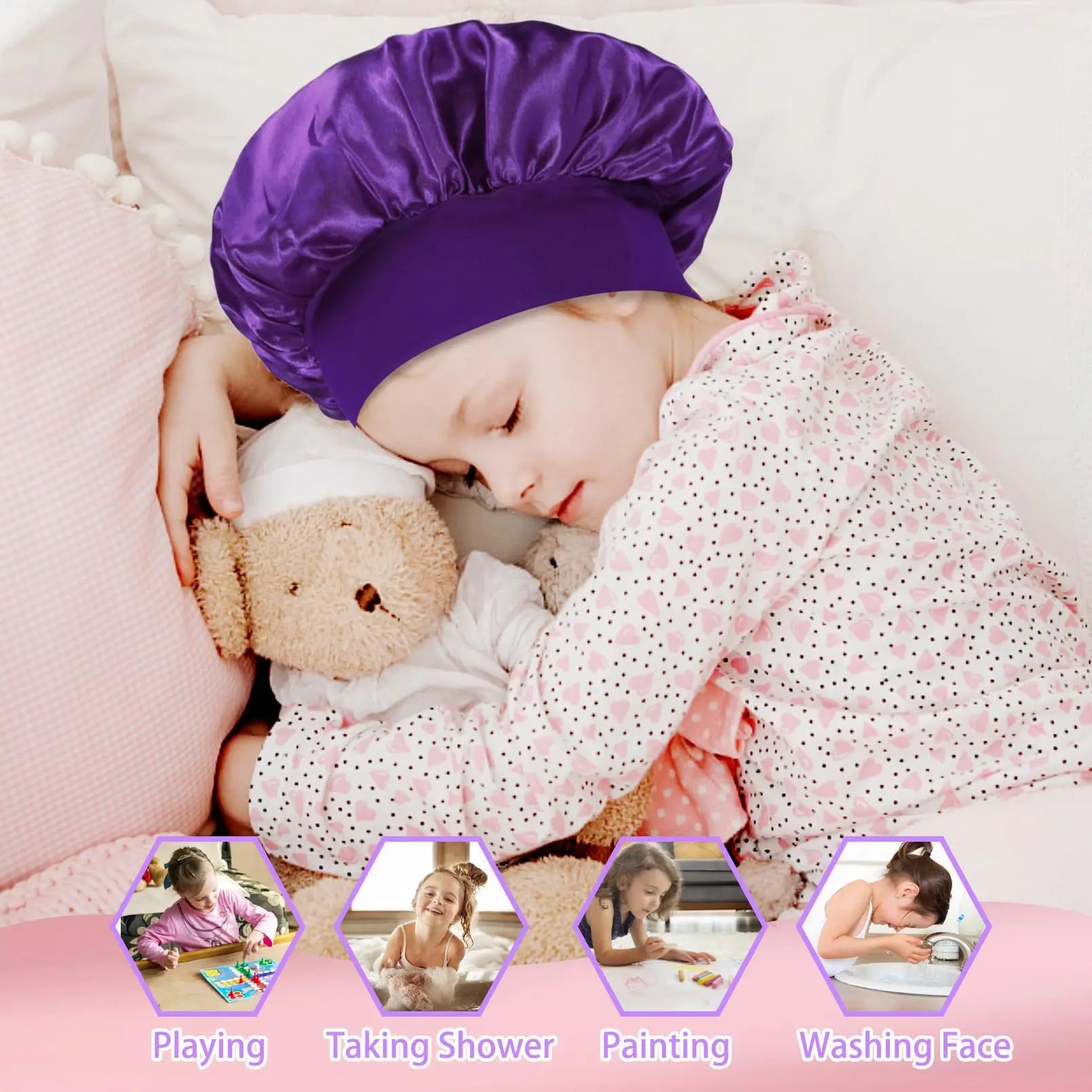 Bonnet en satin enfant – Douceur et protection des cheveux fragiles