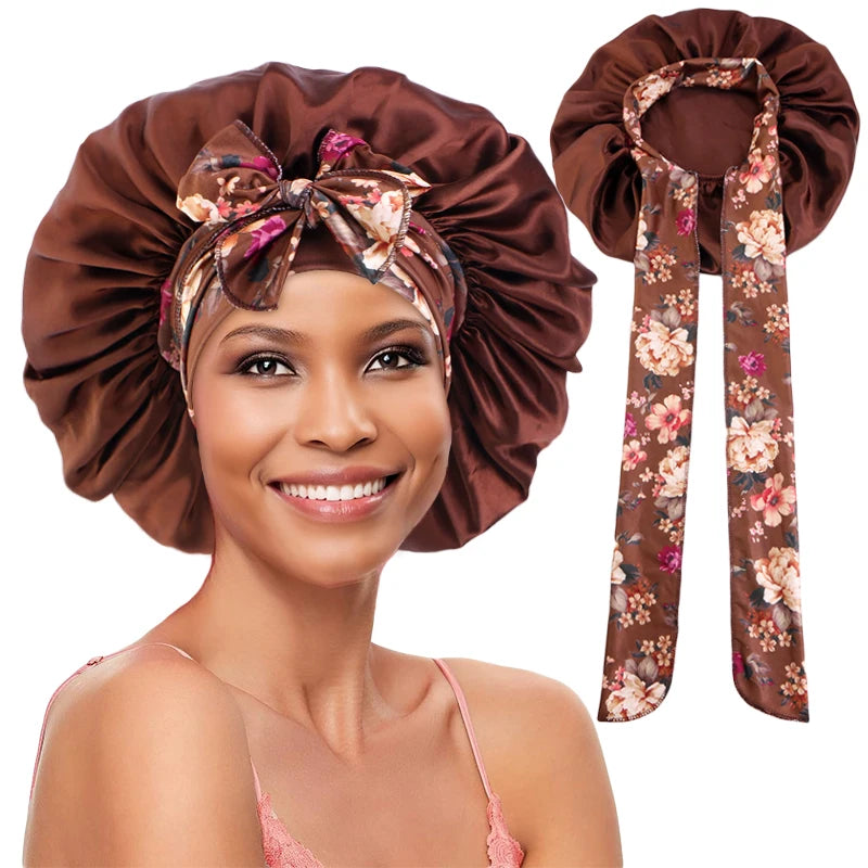 Bonnet en satin femme imprimé – Style moderne et soin des cheveux