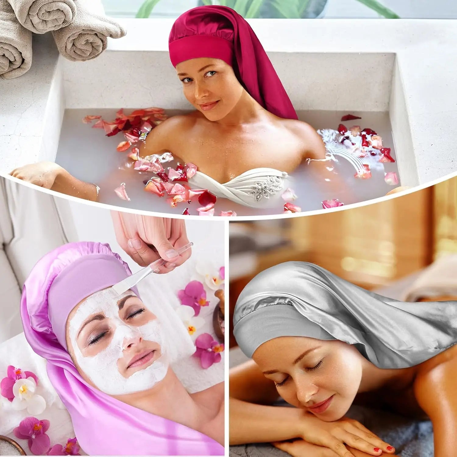 Bonnet satin cheveux lisses – Protection et douceur soyeuse