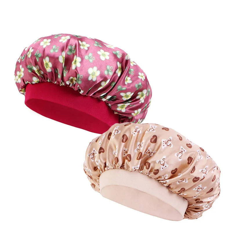 Bonnet en satin enfant afro 2 pièces – Idéal pour cheveux texturés et crépus