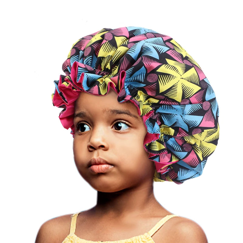 Bonnet en satin pour enfants – Idéal pour le sommeil et les cheveux bouclés