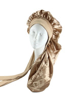 Bonnet satin cheveux longs avec attache – Maintien parfait et protection