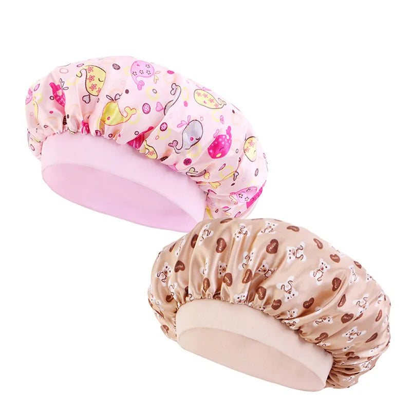 Bonnet en satin enfant afro 2 pièces – Idéal pour cheveux texturés et crépus