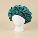 Bonnet de nuit en satin à bandeau large à nouer coloris Vert — packshot premium