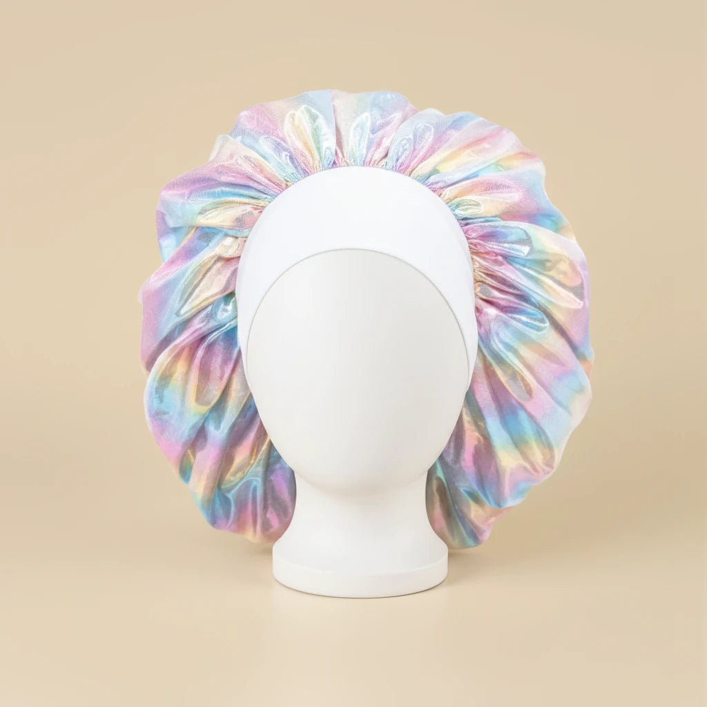 Bonnet de nuit en satin irisé coloris Blanc — packshot premium