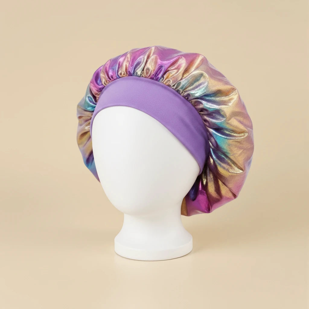 Bonnet de nuit en satin irisé coloris Violet — packshot premium