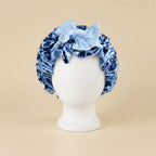 Bonnet de nuit en satin réglable à nœud coloris Bleu — packshot premium