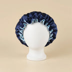 Bonnet de nuit en satin réversible deux couleurs coloris Bleu marine — packshot premium