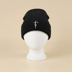 Bonnet d'hiver en maille doublé satin, coloris noir