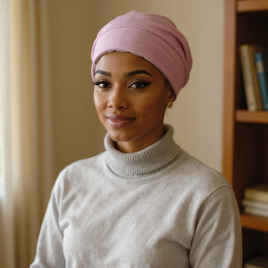 Bonnet satin sous hijab à bande, vue de face