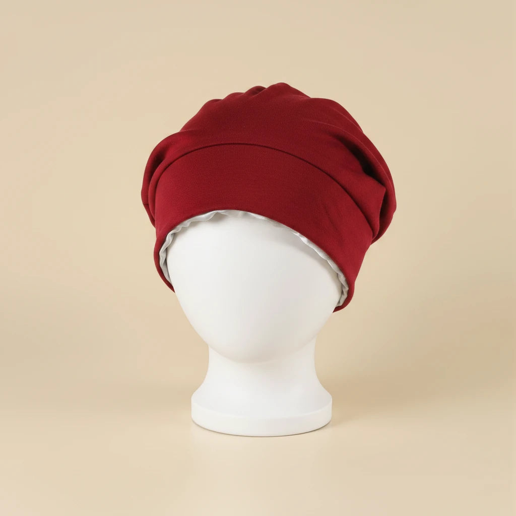 Bonnet satin sous hijab à bande, coloris rouge
