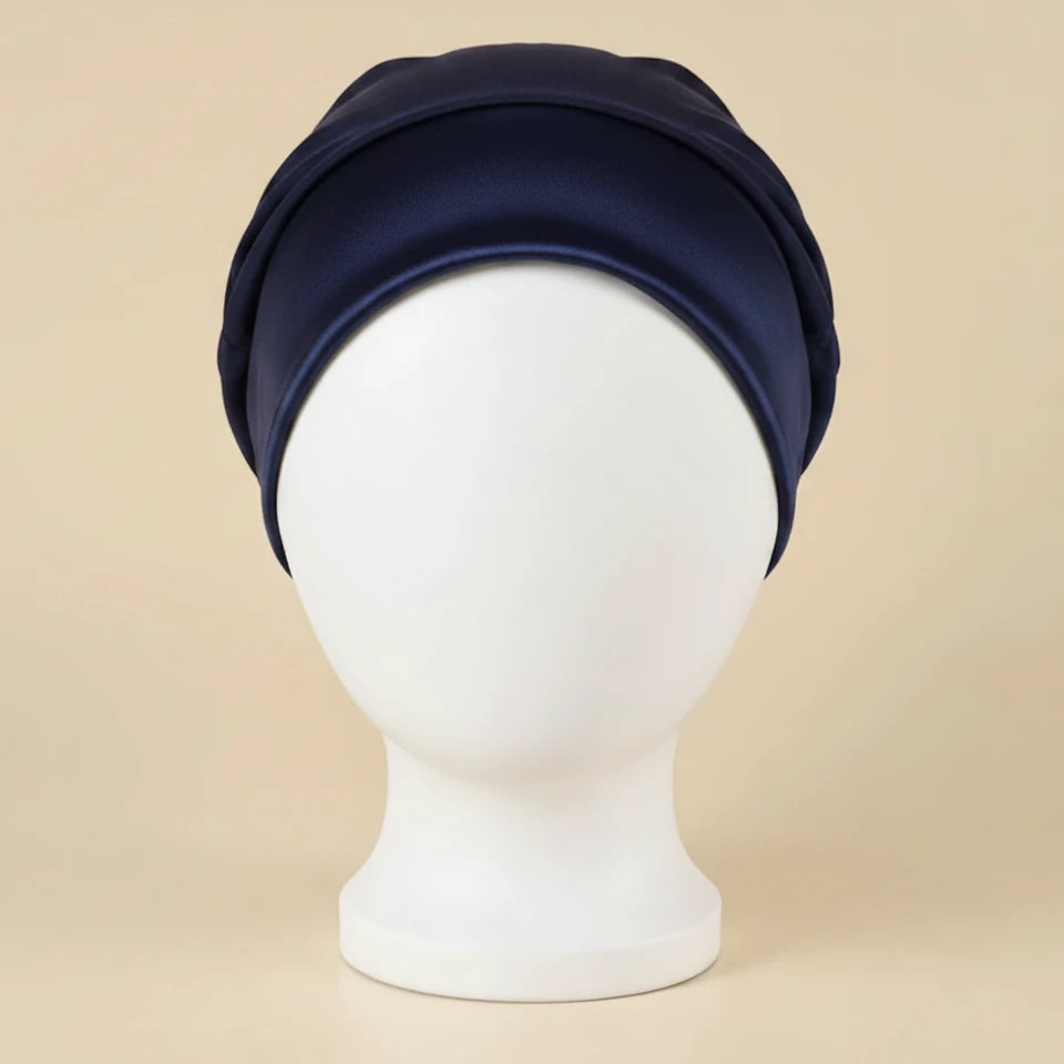 Bonnet intérieur satin homme, coloris bleu foncé