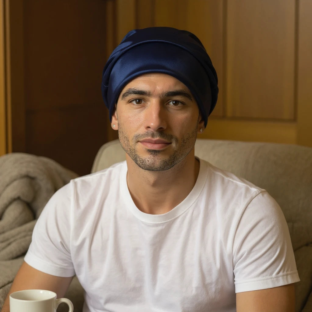 Bonnet intérieur satin homme, vue de face