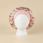 Bonnet en satin imprimé pour cheveux afro, coloris floral champagne