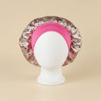 Bonnet en satin imprimé pour cheveux afro, coloris floral rose