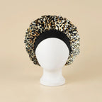 Bonnet en satin imprimé pour cheveux afro, coloris léopard