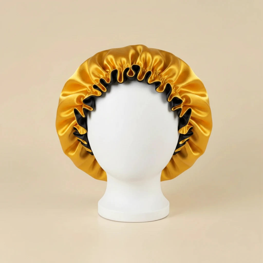 Bonnet en satin pour cheveux bouclés coloris Jaune — packshot premium
