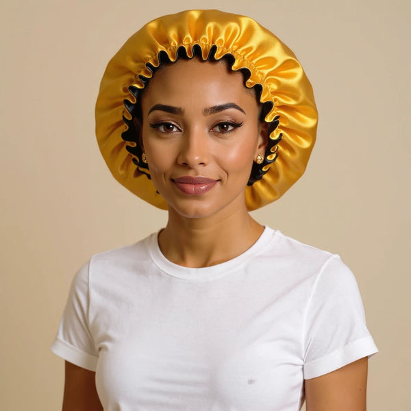 Bonnet en satin pour cheveux bouclés