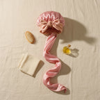 Bonnet en satin pour cheveux longs, coloris rose