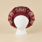 Bonnet de nuit en satin motif paisley coloris Paisley rouge vin — packshot premium