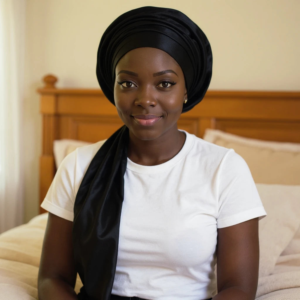 Pack de 4 bonnets en satin pour dreadlocks, vue de face