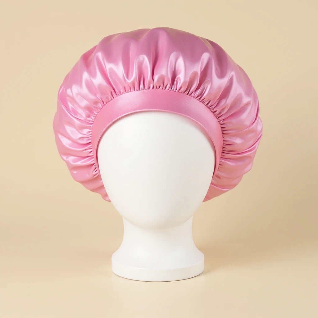 Bonnet en satin enfant, coloris rose