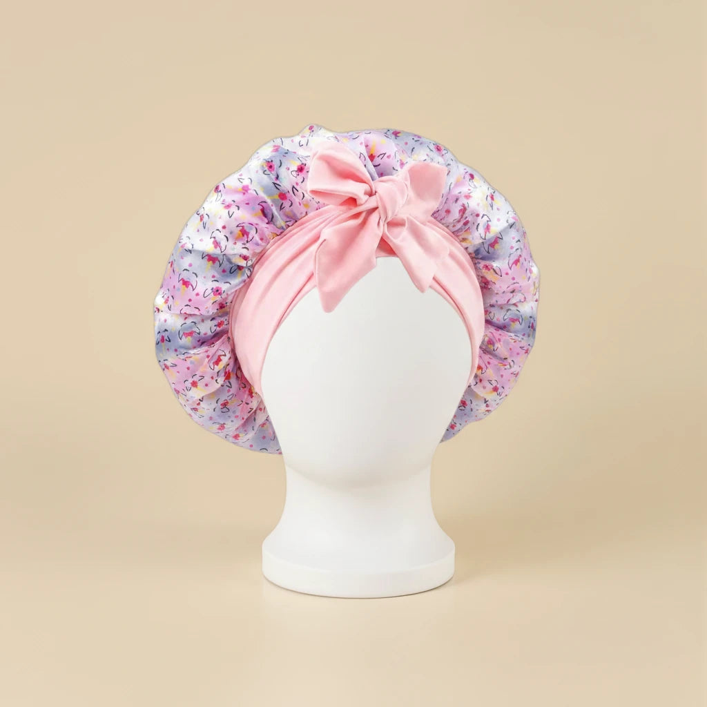 Bonnet en satin enfant réglable, vue détaillée