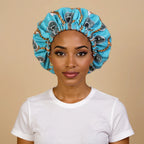 Bonnet en satin wax africain, vue de face