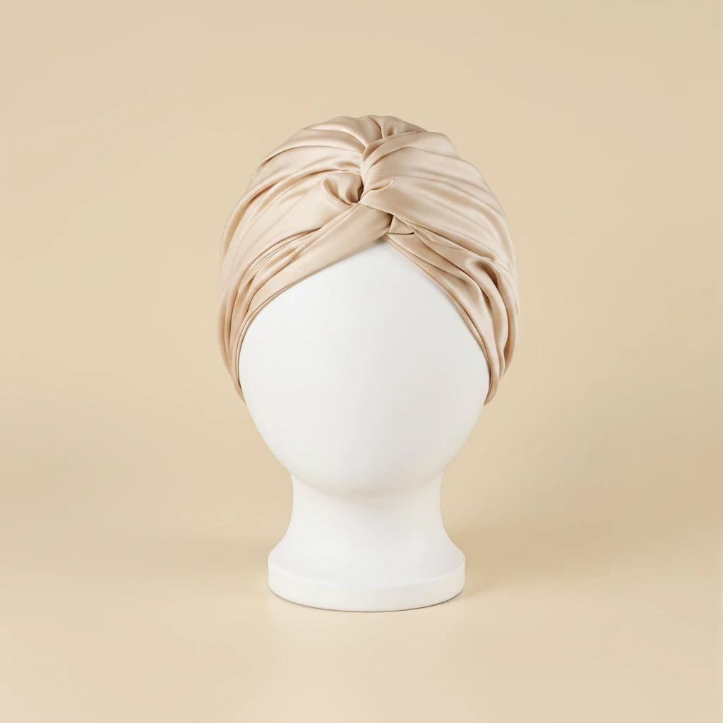 Sous-bonnet satin pour femme voilée, coloris beige