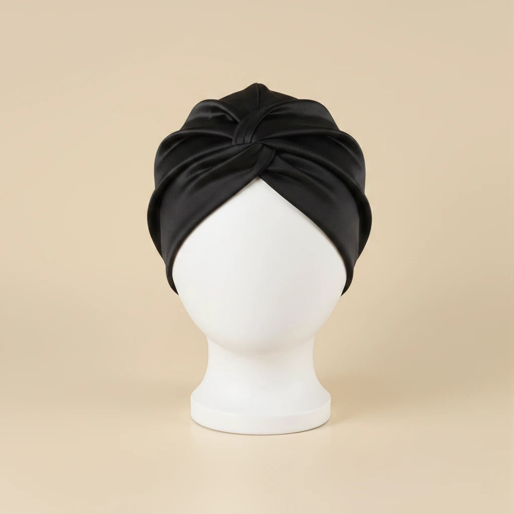 Sous-bonnet satin pour femme voilée, coloris noir