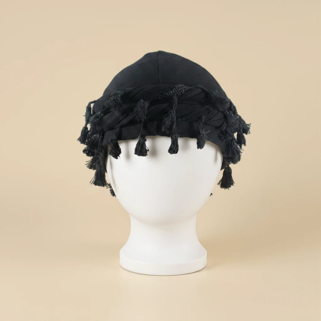 Bonnet en satin homme pour cheveux courts, coloris noir