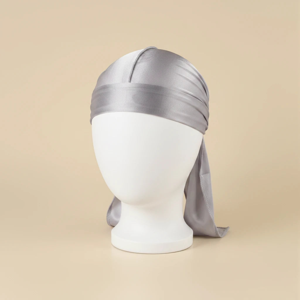 Durag en satin homme, coloris gris