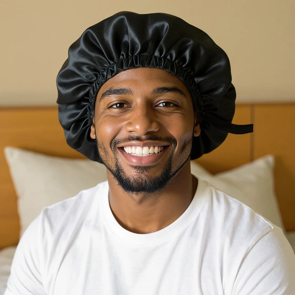 Bonnet en satin homme, vue de face