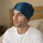 Bonnet en satin homme sport respirant, vue de profil trois quarts