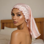 Bonnet en satin manchon pour cheveux extra-longs, vue de face